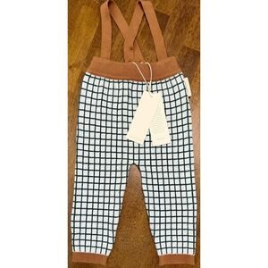 NEW TINYCOTTONS GRID BABY PANT LIGHT BLUE/DARK NAVY LEGGINSIT OVERALLS 6-12M